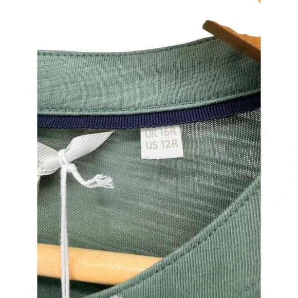 Boden Smocked Button Front Long Sleeve Cotton Blend Dress Green Dots 12R NWT - Picture 9 of 12